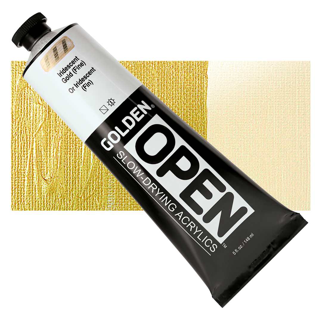 Open in modal - Golden Open Acrylic - Iridescent Gold (Fine), 5 oz Tube and swatch