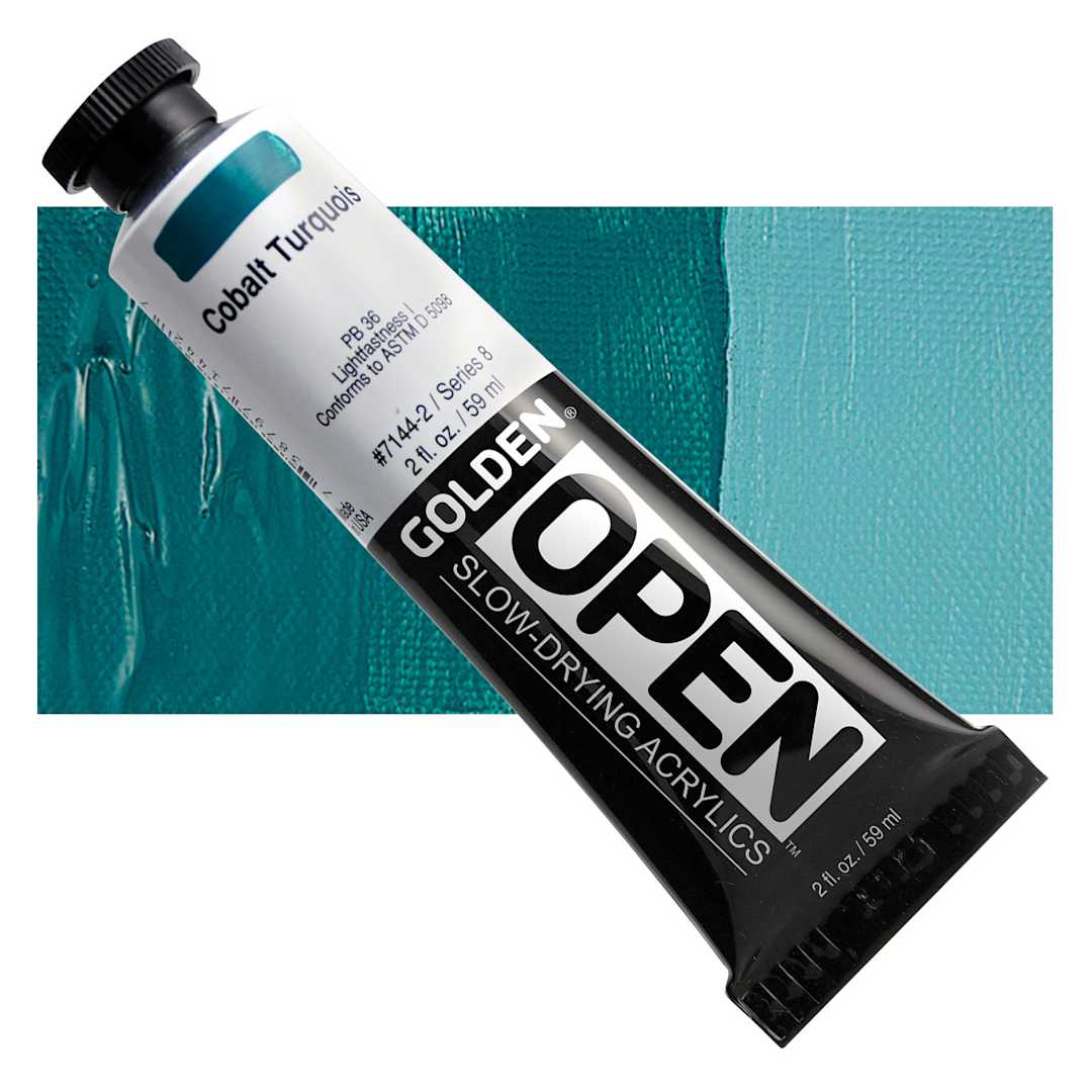 Open in modal - Golden Open Acrylic - Cobalt Turquoise, 2 oz Tube and swatch