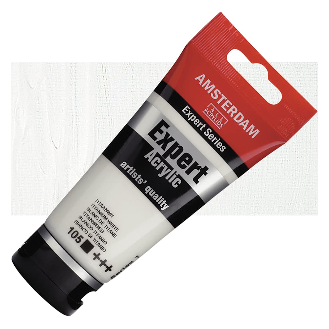 Open in modal - Amsterdam Expert Series Acrylic - Titanium White, 75 ml tube and swatch