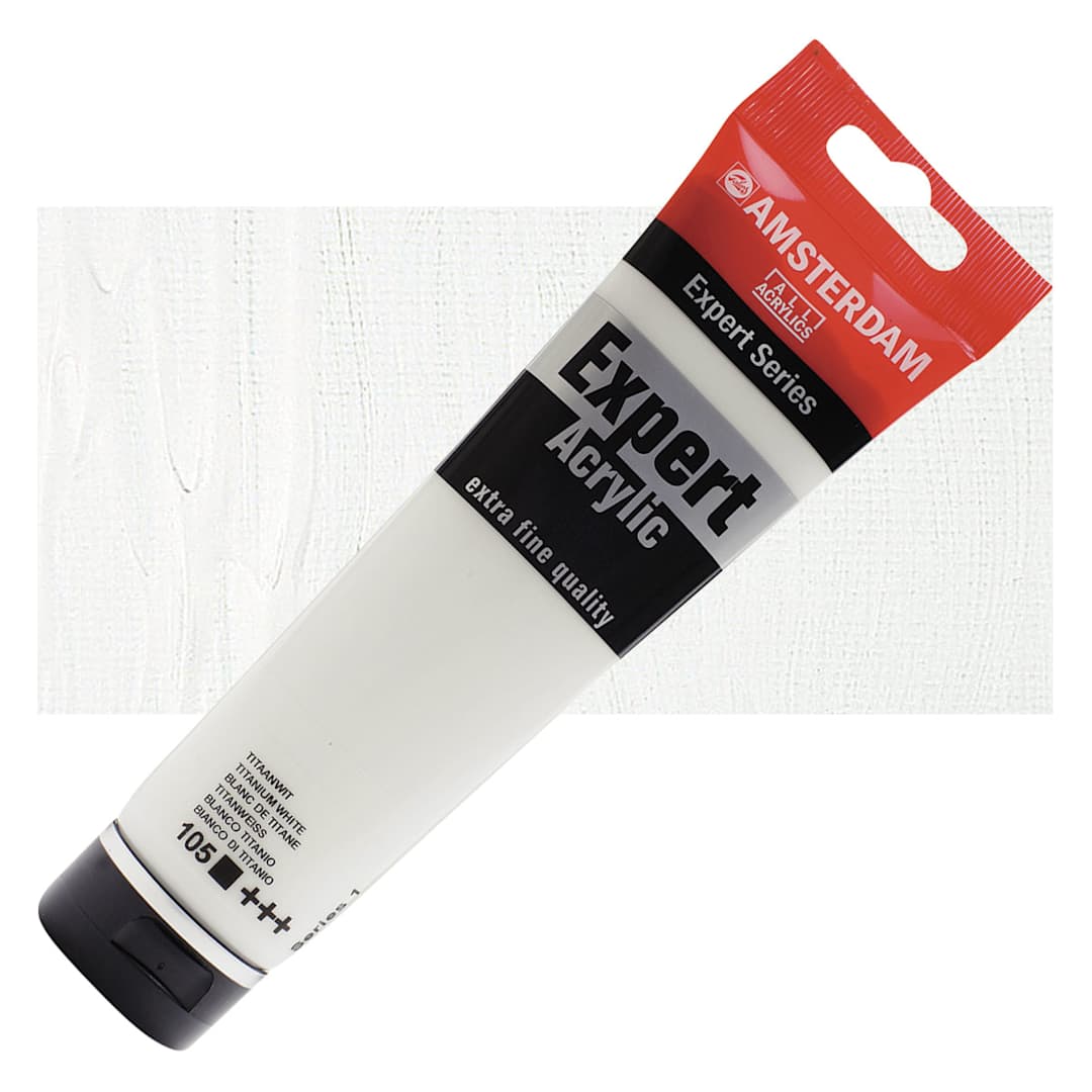 Open in modal - Amsterdam Expert Series Acrylic - Titanium White, 150 ml tube and swatch