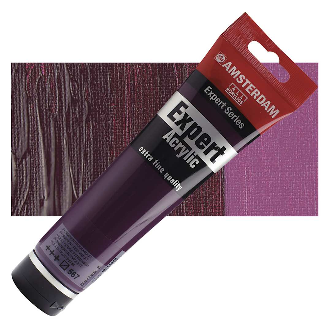Open in modal - Amsterdam Expert Series Acrylic - Permanent Red Violet, 150 ml tube and swatch