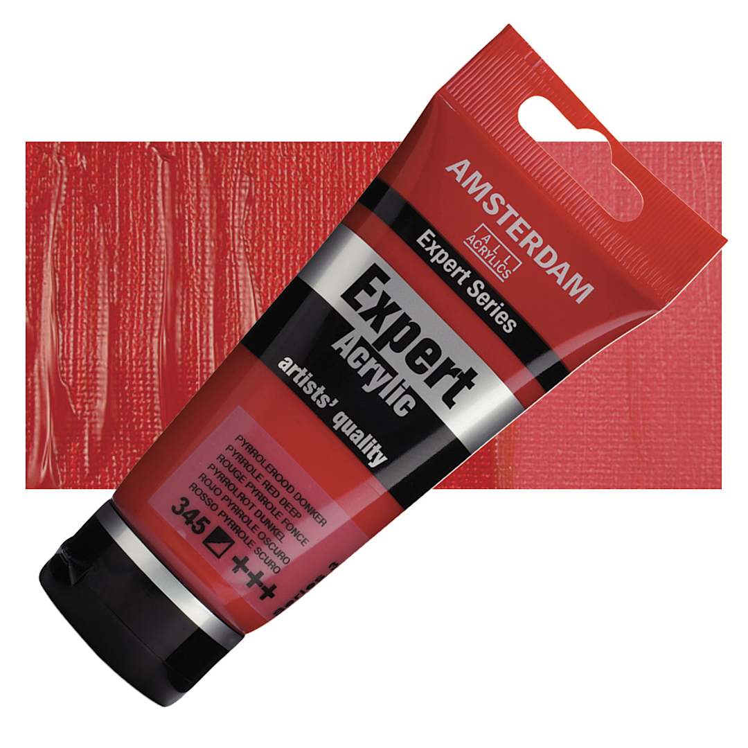 Open in modal - Amsterdam Expert Series Acrylic - Pyrrole Red Deep, 75 ml tube and swatch