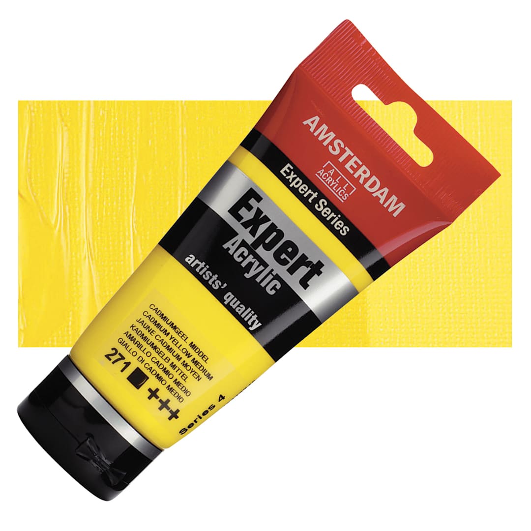 Open in modal - Amsterdam Expert Series Acrylic - Cadmium Yellow Medium, 75 ml tube and swatch