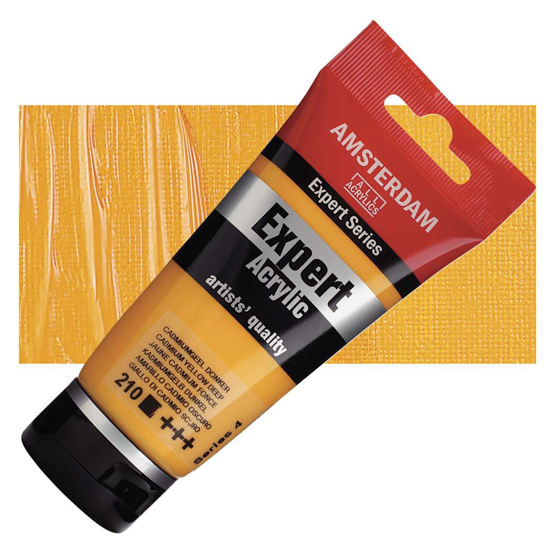 Open in modal - Amsterdam Expert Series Acrylic - Cadmium Yellow Deep, 75 ml tube and swatch