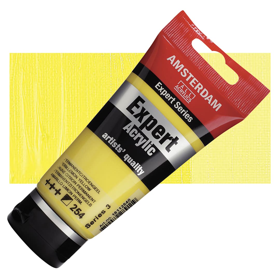 Open in modal - Amsterdam Expert Series Acrylic - Permanent Lemon Yellow, 75 ml tube and swatch