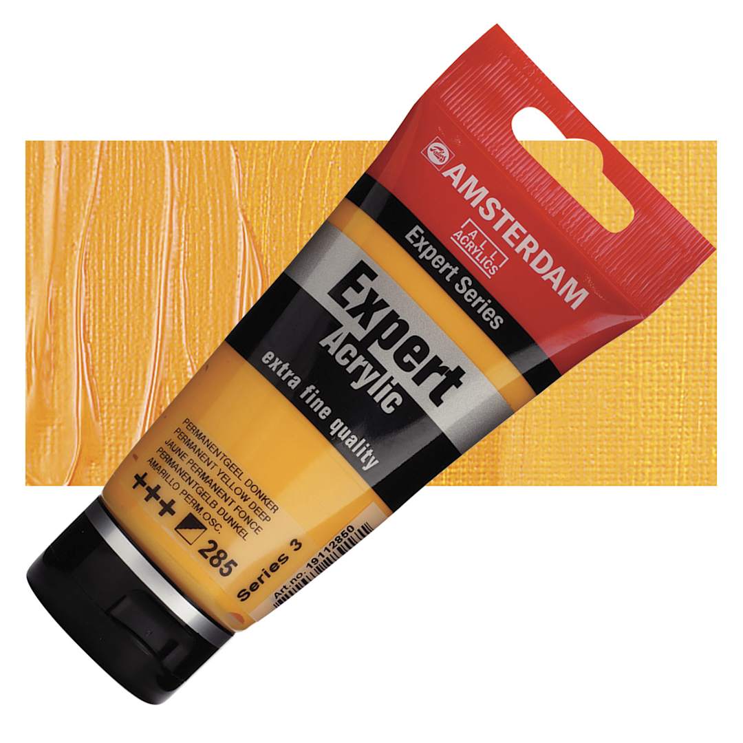 Open in modal - Amsterdam Expert Series Acrylic - Permanent Yellow Deep, 75 ml tube and swatch