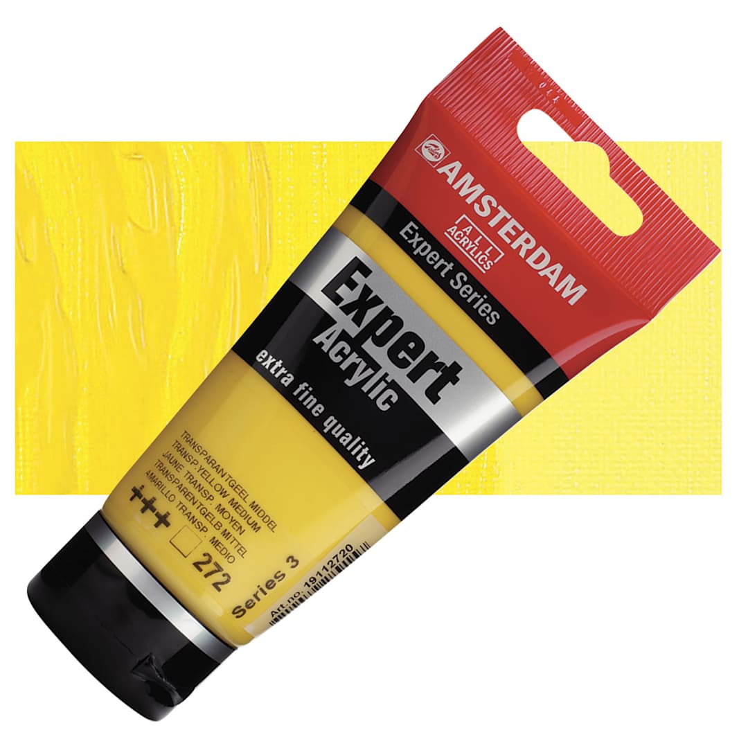 Open in modal - Amsterdam Expert Series Acrylic - Transparent Yellow Medium, 75 ml tube and swatch