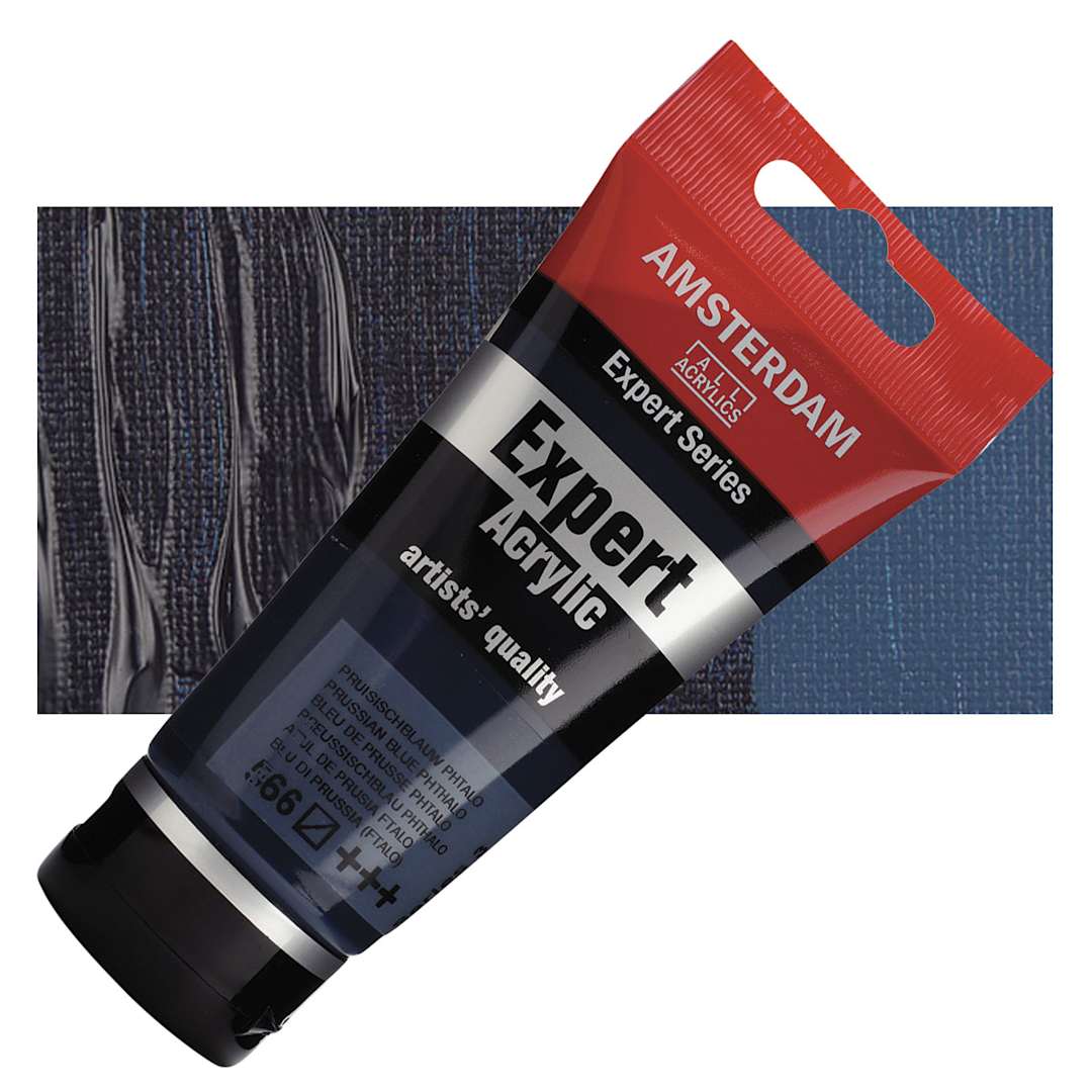Open in modal - Amsterdam Expert Series Acrylic - Prussian Blue (Phthalo), 75 ml tube and swatch