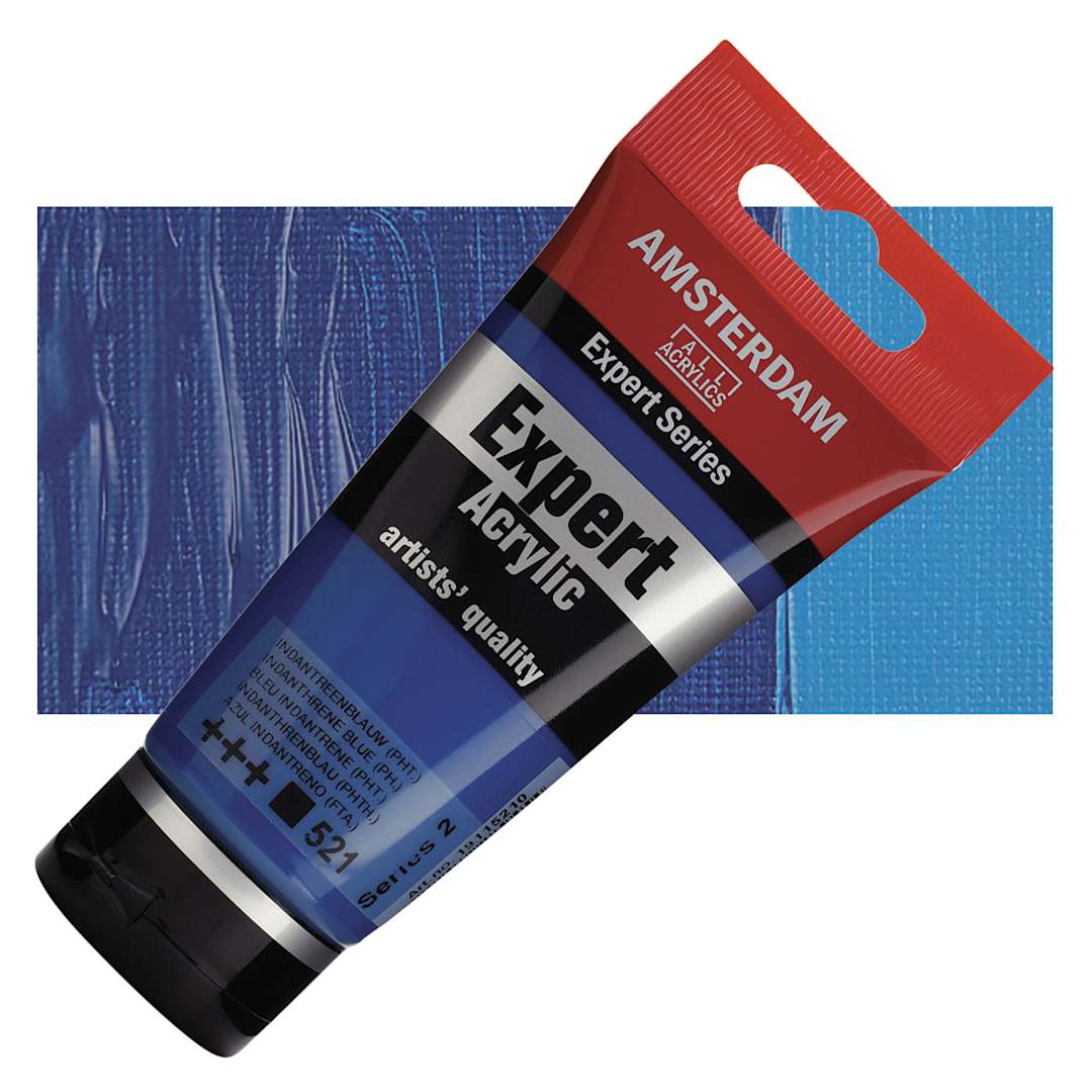 Open in modal - Amsterdam Expert Series Acrylic - Indanthrene Blue (Phthalo), 75 ml tube and swatch