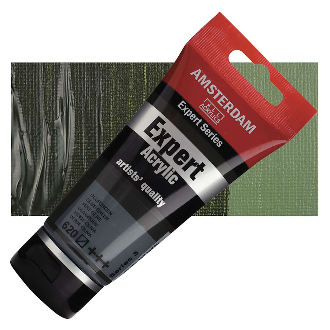 Open in modal - Amsterdam Expert Series Acrylic - Olive Green, 75 ml tube and swatch