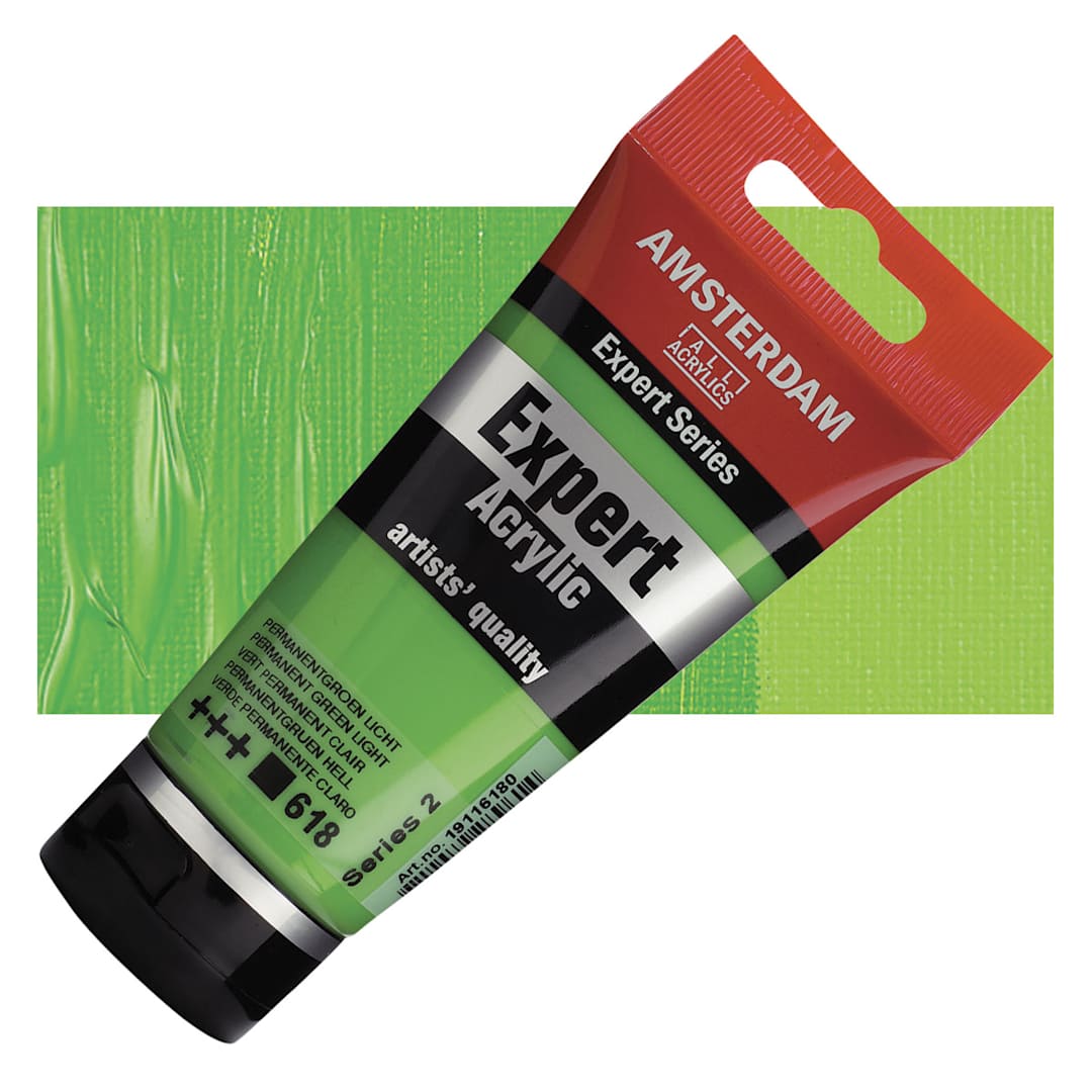 Open in modal - Amsterdam Expert Series Acrylic - Permanent Green Light, 75 ml tube and swatch