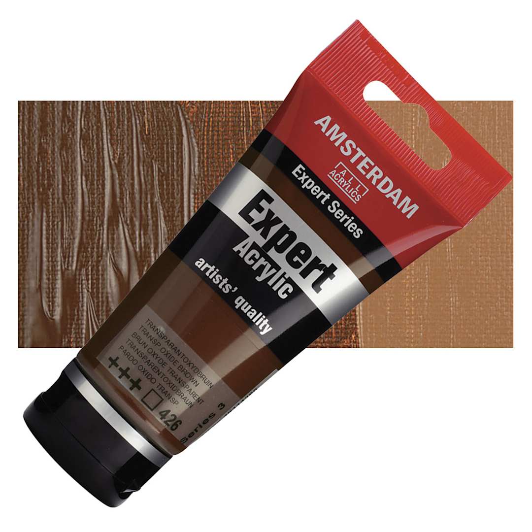 Open in modal - Amsterdam Expert Series Acrylic - Transparent Oxide Brown, 75 ml tube and swatch