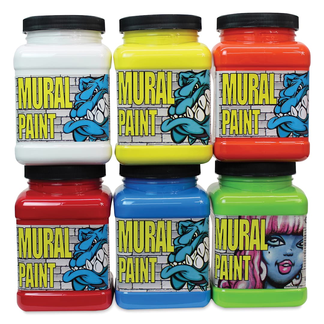 Open in modal - Chroma Acrylic Mural Paints - Set of 6, Retro Replay Colors, 16 oz jar