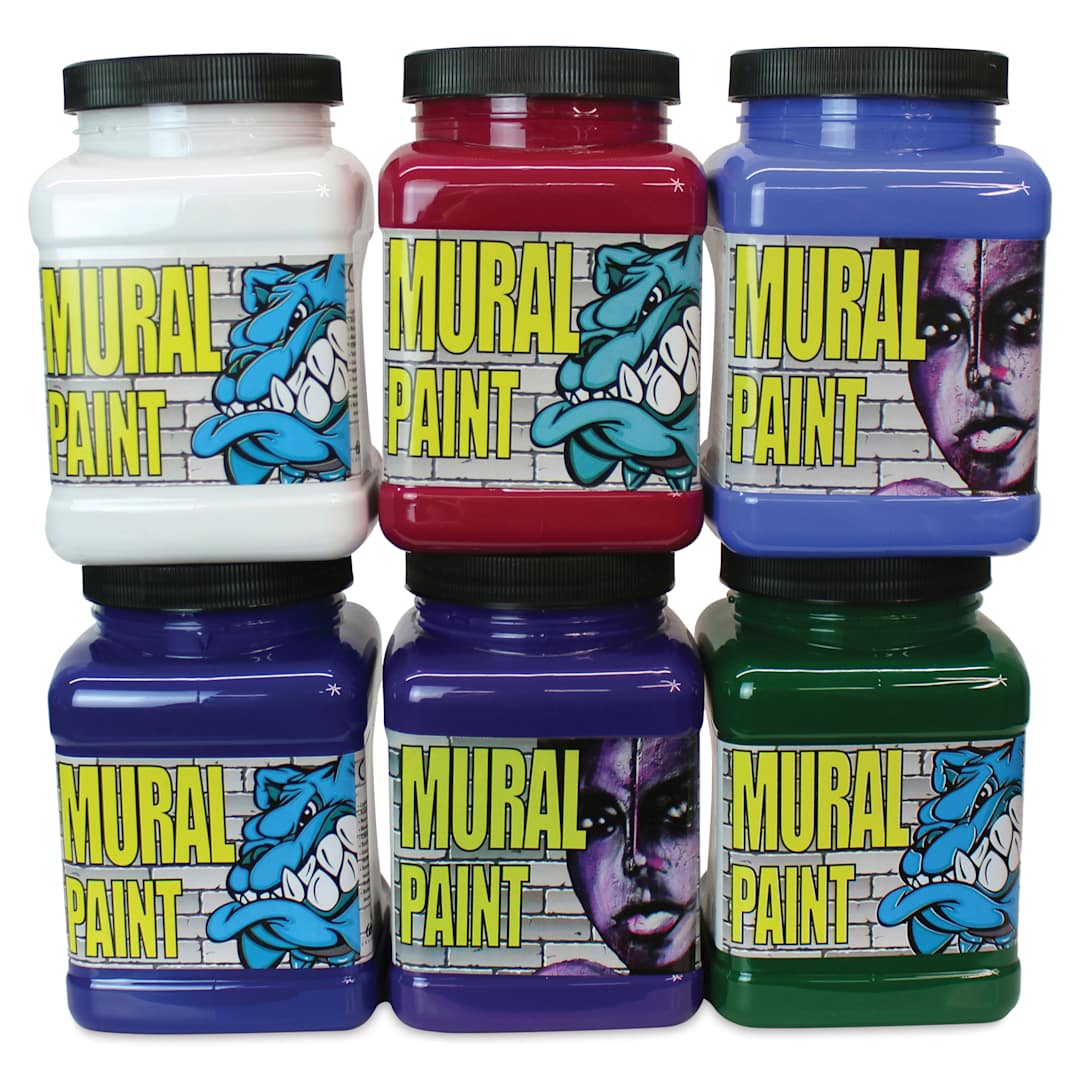 Open in modal - Chroma Acrylic Mural Paints - Set of 6, Lush Colors, 16 oz jar
