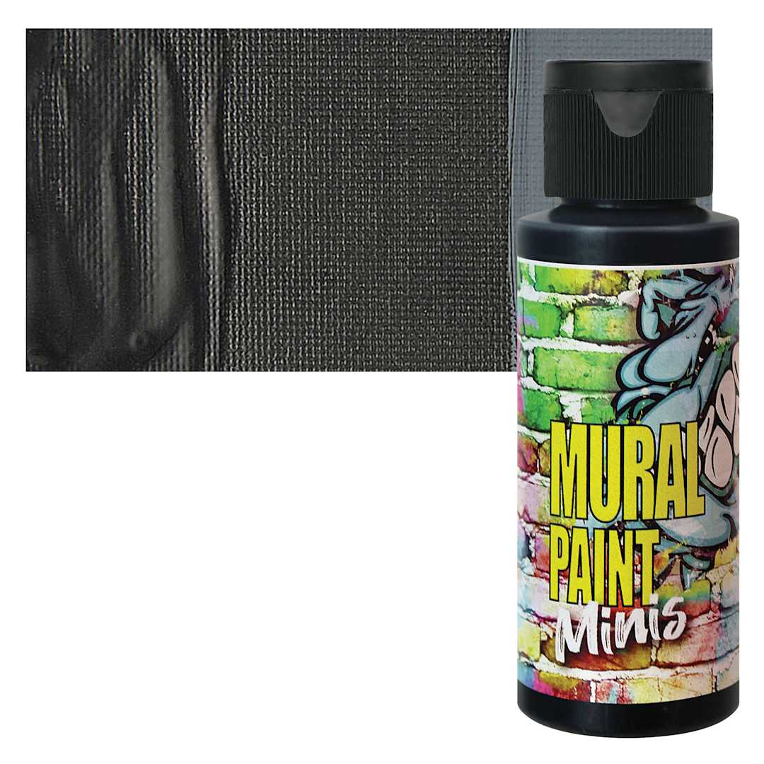 Open in modal - Chroma Acrylic Mural Paint - Blacktop Black, 2 oz bottle and swatch