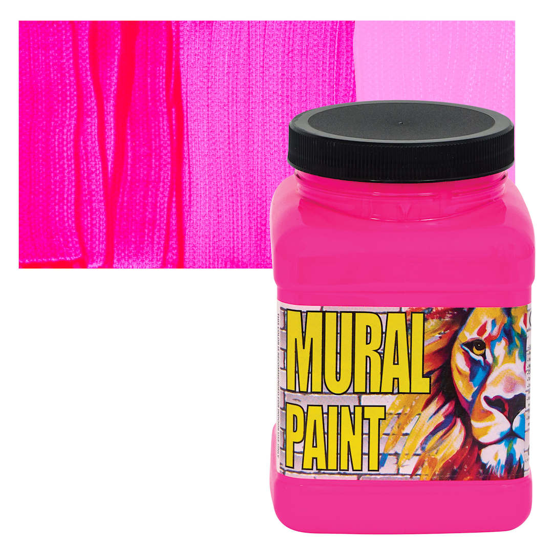 Open in modal - Chroma Acrylic Mural Paint - Sizzling Pink, 16 oz Jar and swatch