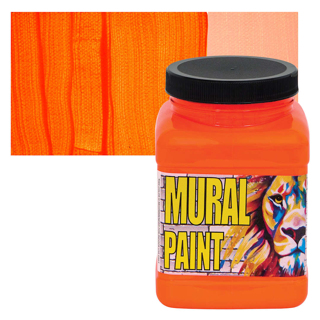 Open in modal - Chroma Acrylic Mural Paint - Toxic Orange, 16 oz Jar and swatch