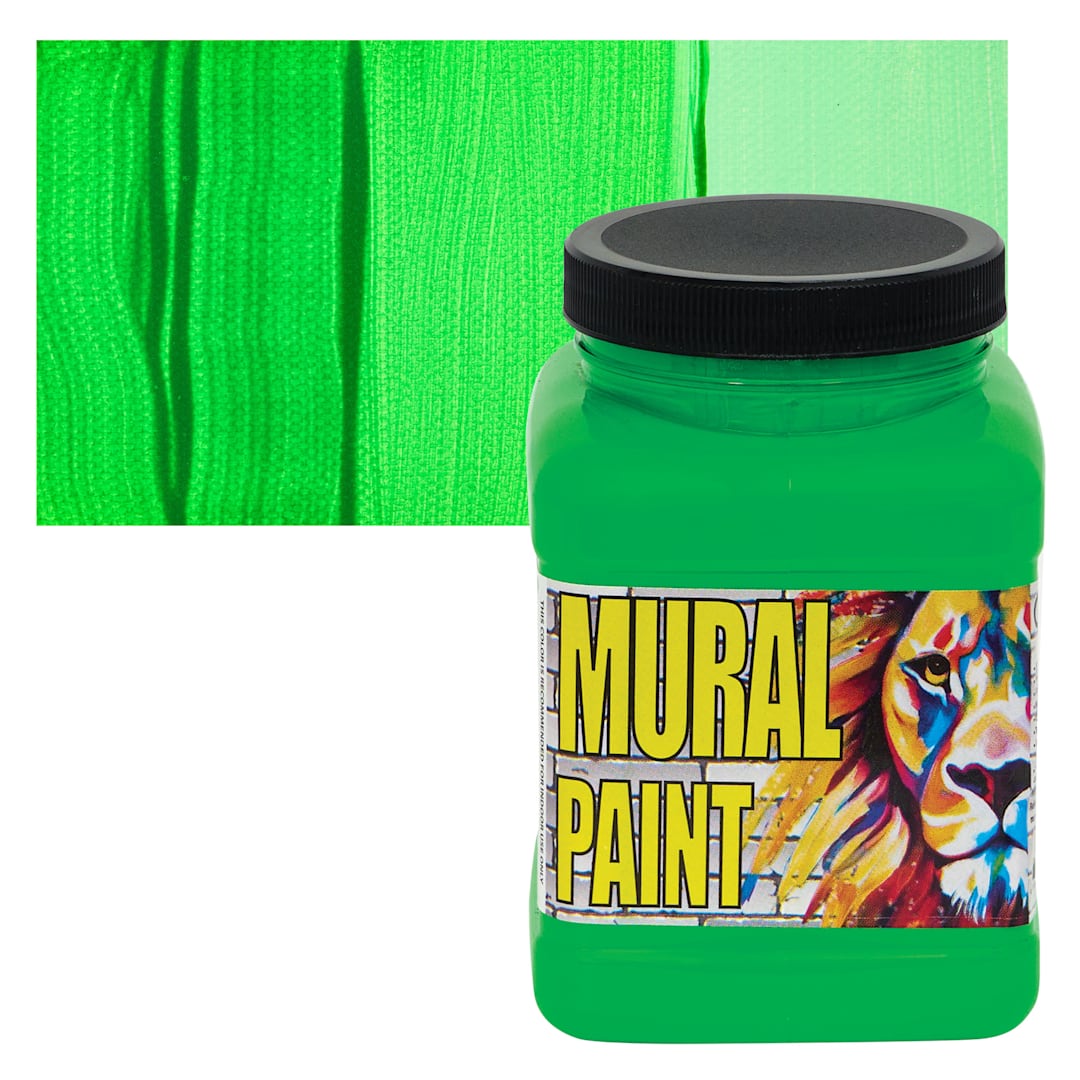Open in modal - Chroma Acrylic Mural Paint - Screaming Green, 16 oz Jar and swatch