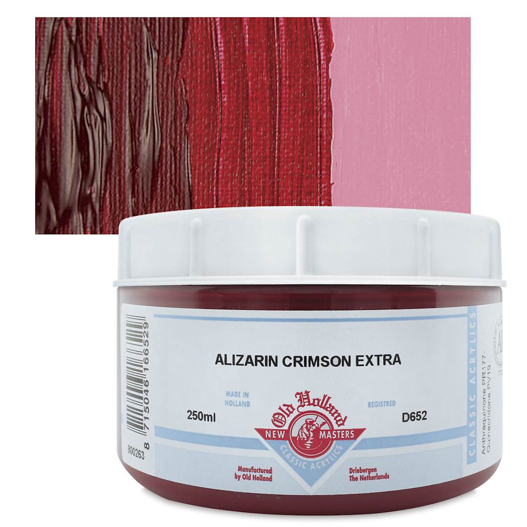 Open in modal - Old Holland New Masters Classic Acrylic Paint - Alizarin Crimson Extra and swatch
