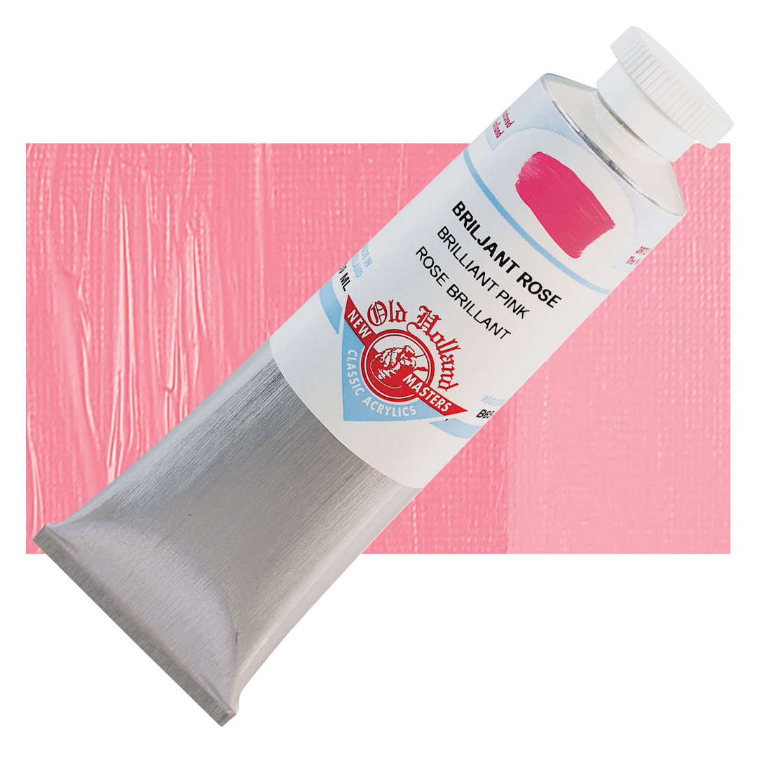 Open in modal - Old Holland New Masters Classic Acrylic Paint - Brilliant Pink, 60 ml tube and swatch
