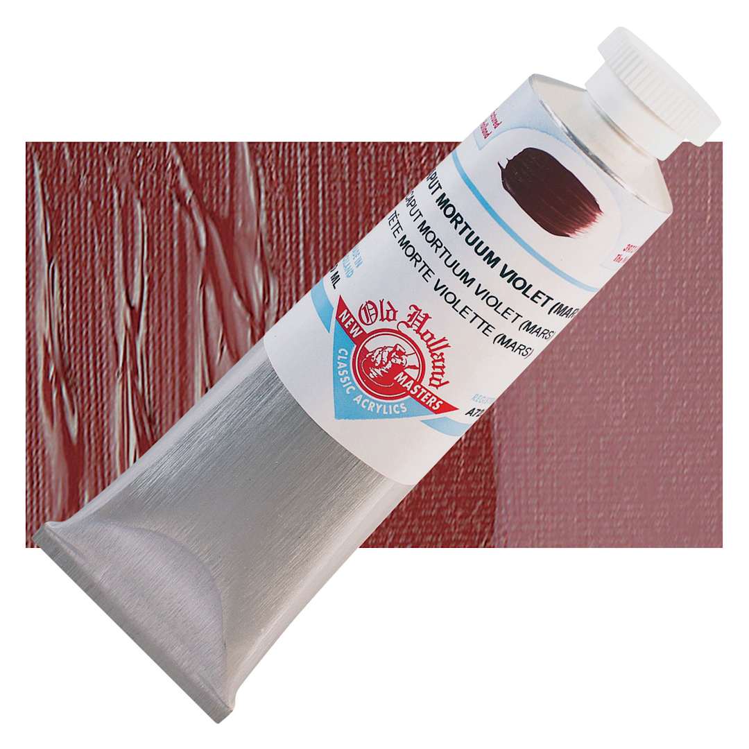 Open in modal - Old Holland New Masters Classic Acrylic Paint - Caput Mortuum Violet (Mars), 60 ml tube and swatch