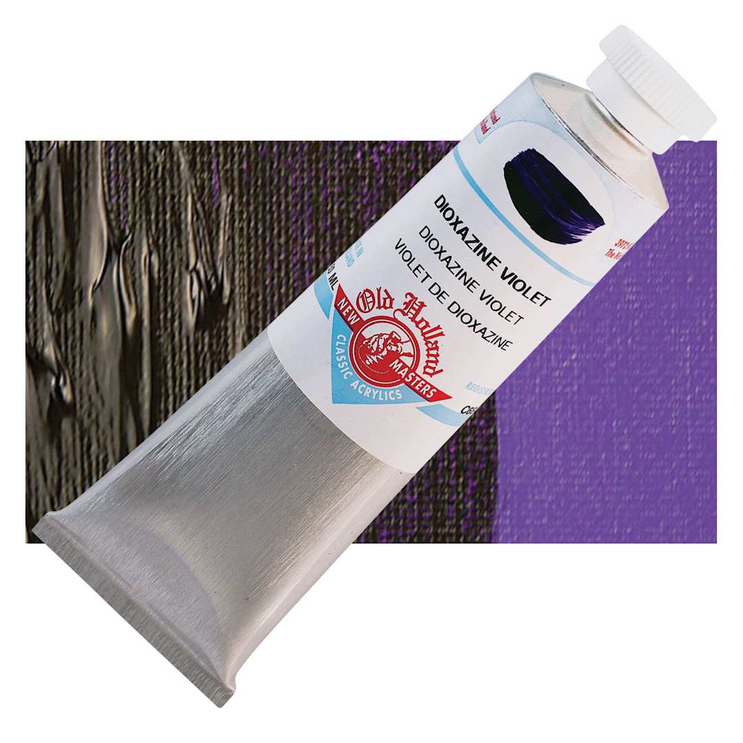 Open in modal - Old Holland New Masters Classic Acrylic Paint - Dioxazine Violet, 60 ml tube and swatch
