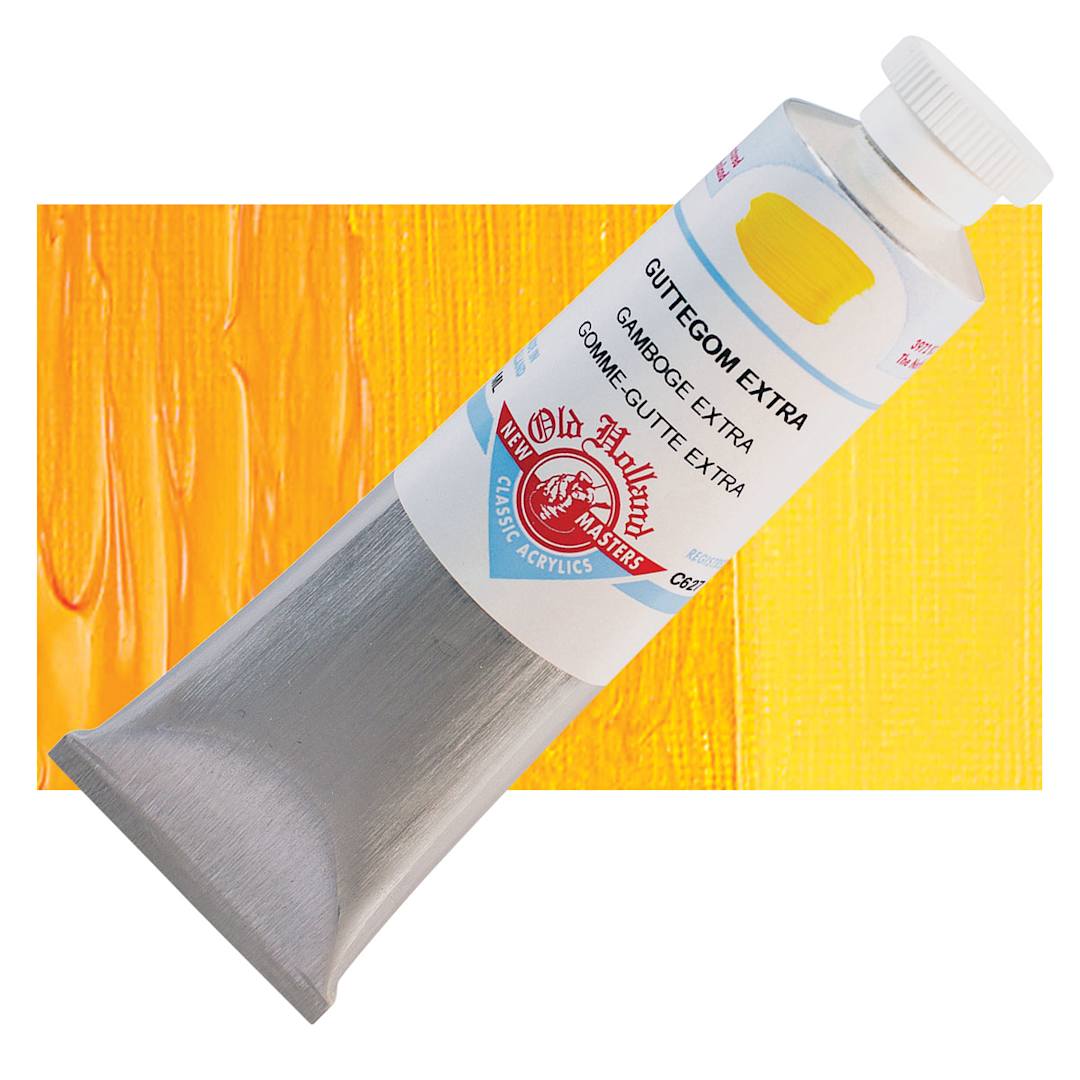Open in modal - Old Holland New Masters Classic Acrylic Paint - Gamboge Extra and swatch
