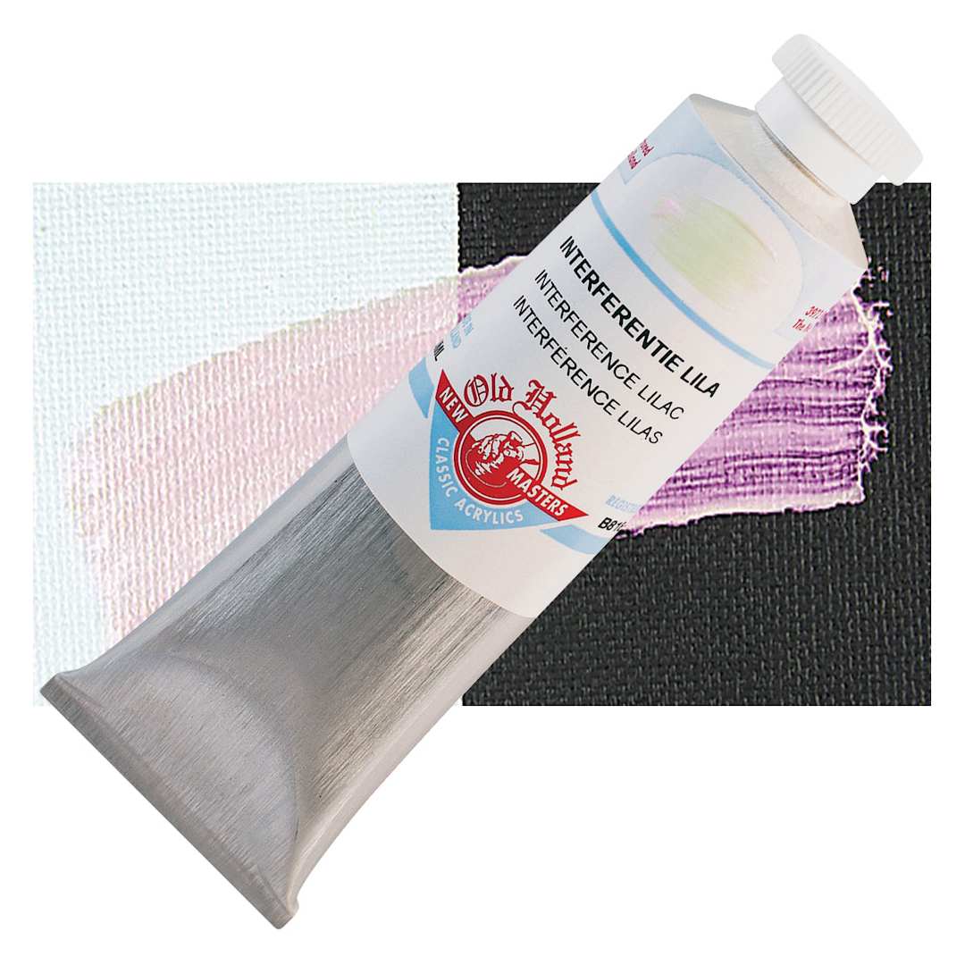 Open in modal - Old Holland New Masters Classic Acrylic Paint - Interferance Lilac, 60 ml tube and swatch