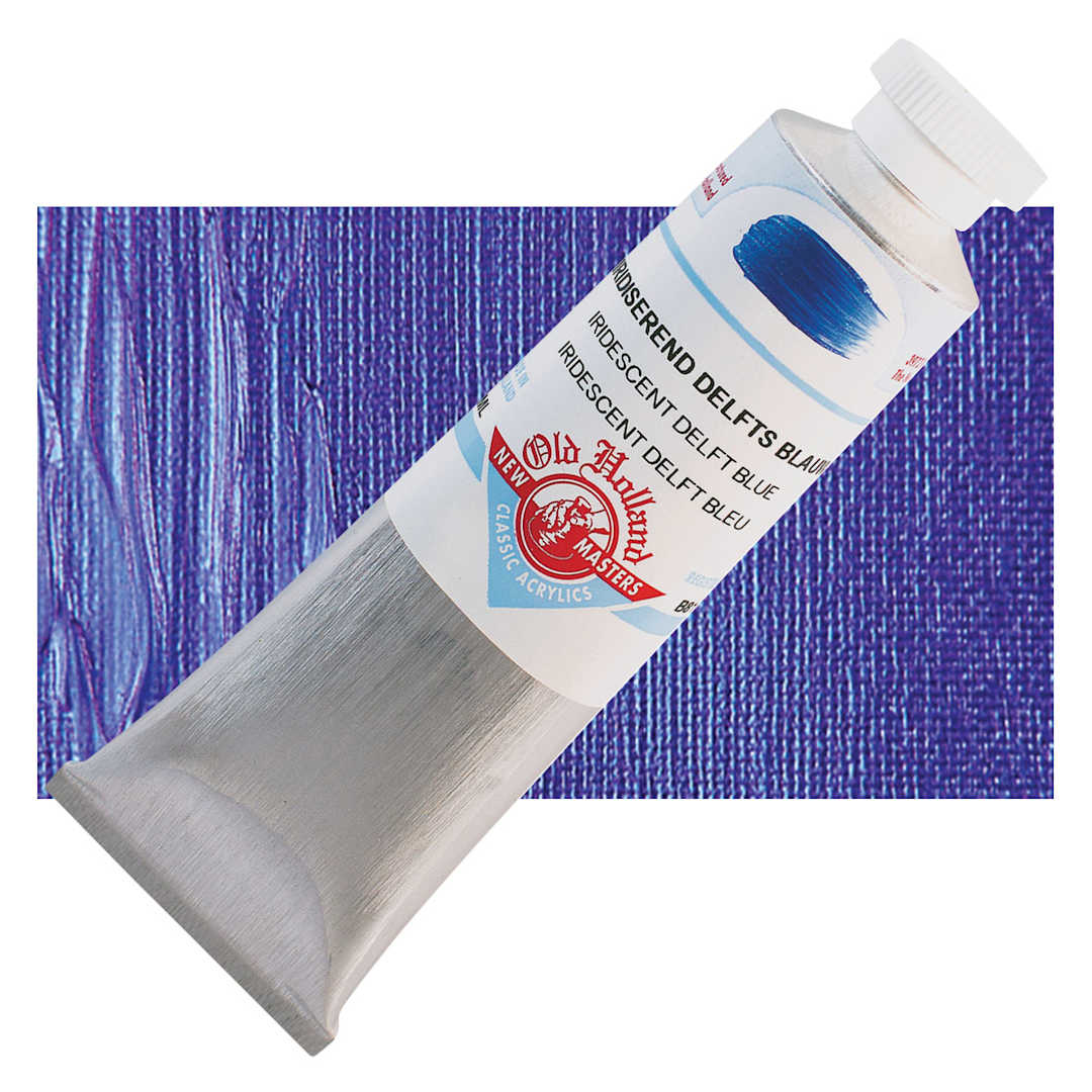 Open in modal - Old Holland New Masters Classic Acrylic Paint - Iridescent Delft Blue and swatch