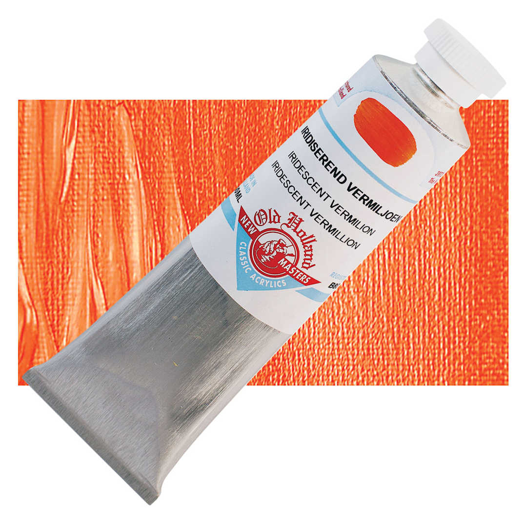 Open in modal - Old Holland New Masters Classic Acrylic Paint - Iridescent Vermilion and swatch