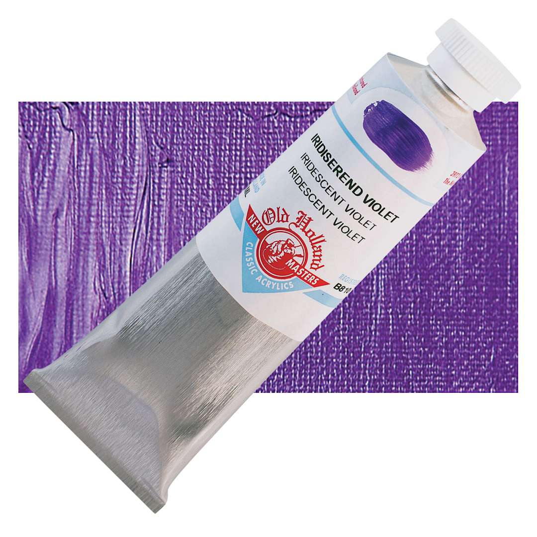 Open in modal - Old Holland New Masters Classic Acrylic Paint - Iridescent Violet, 60 ml tube and swatch