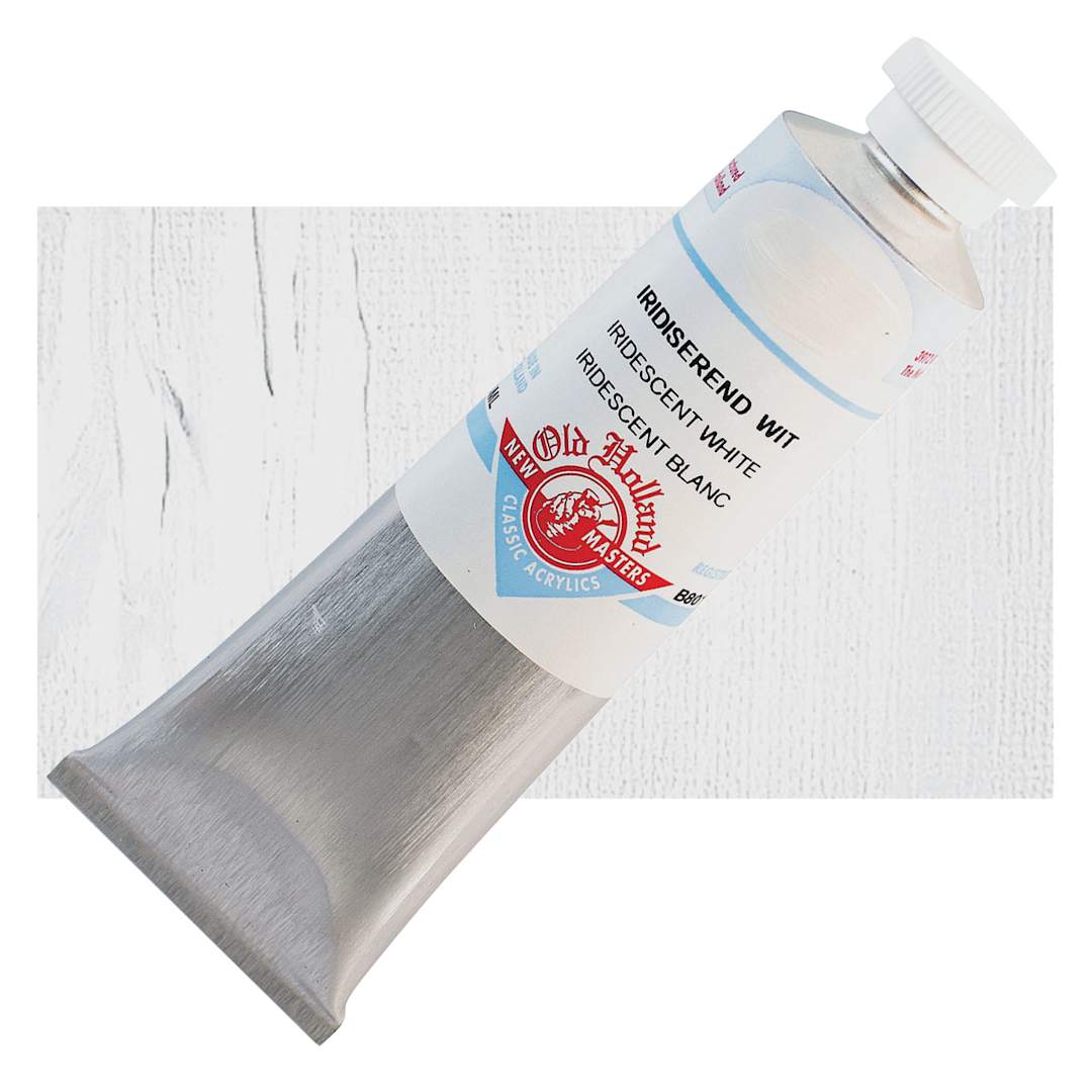 Open in modal - Old Holland New Masters Classic Acrylic Paint - Iridescent White, 60 ml tube and swatch
