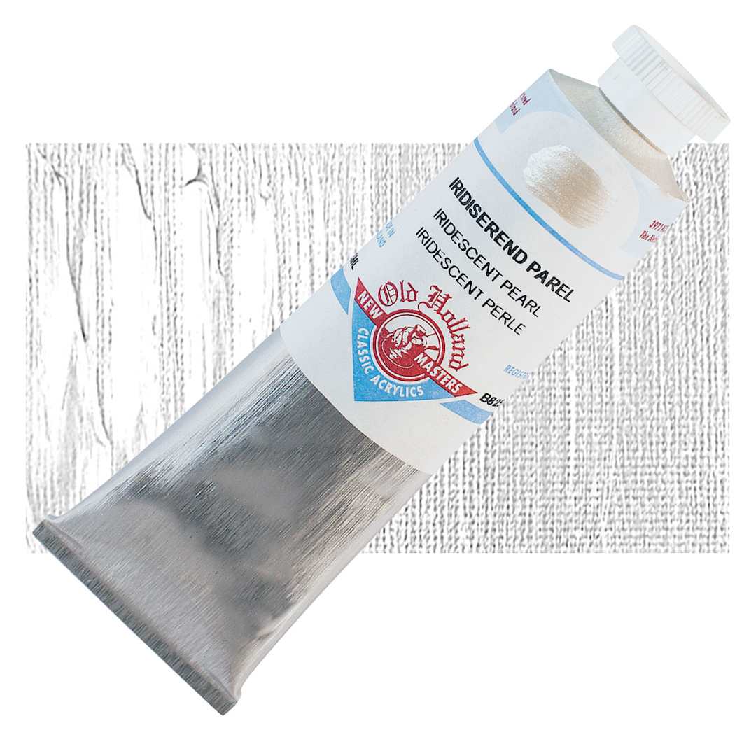 Open in modal - Old Holland New Masters Classic Acrylic Paint - Iridescent Pearl, 60 ml tube  and swatch