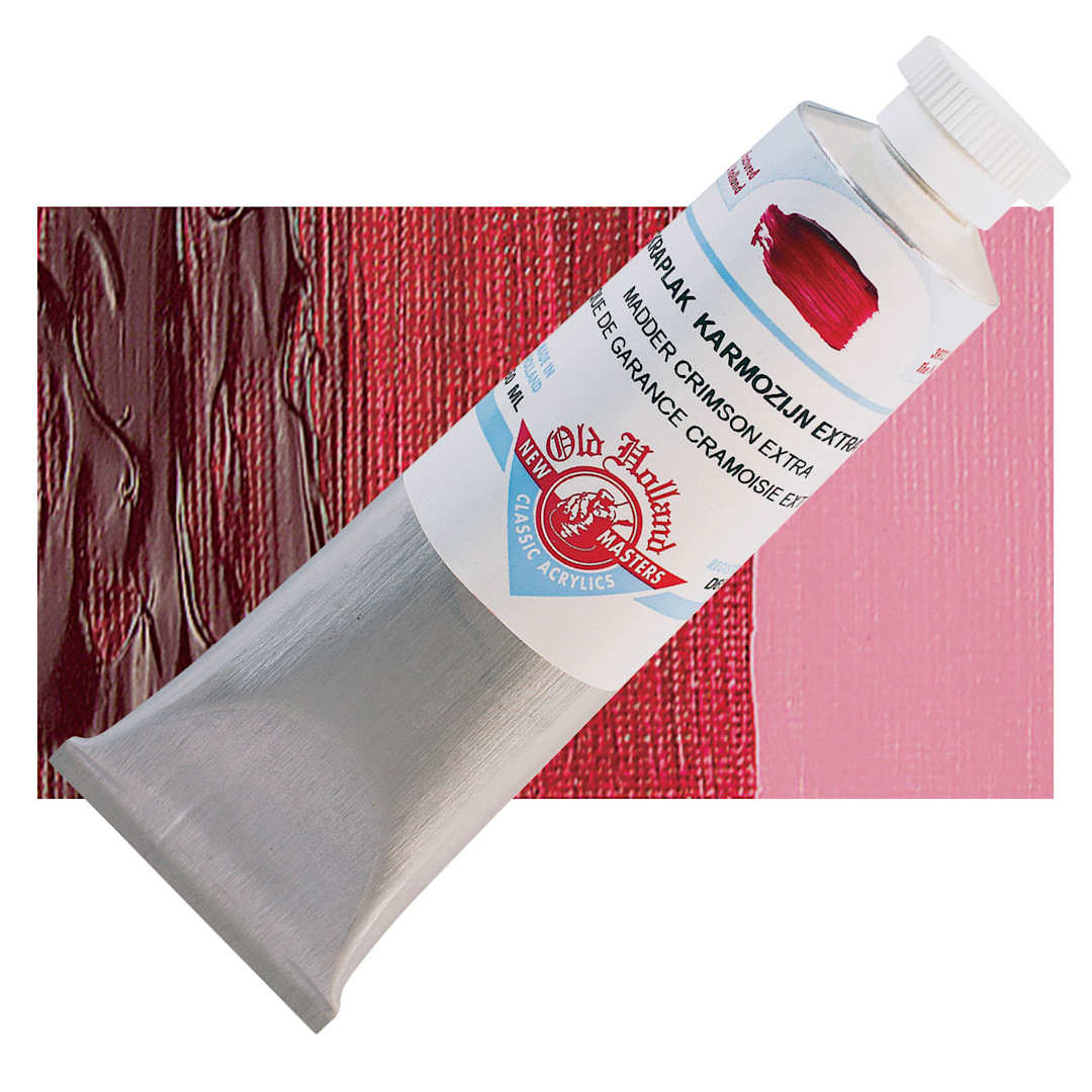 Open in modal - Old Holland New Masters Classic Acrylic Paint - Madder Crimson Extra and swatch