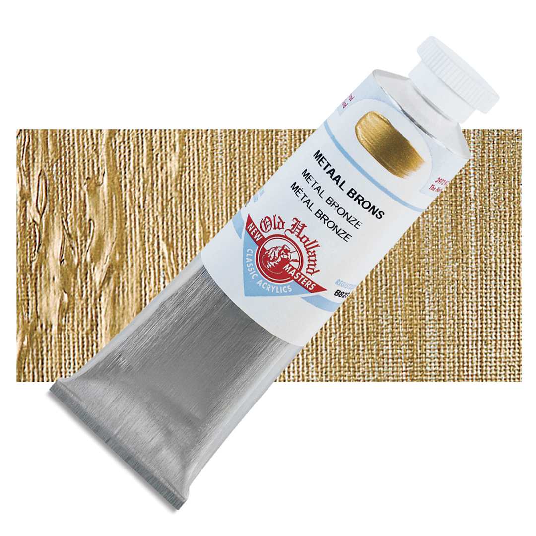 Open in modal - Old Holland New Masters Classic Acrylic Paint - Metallic Bronze, 60 ml tube and swatch