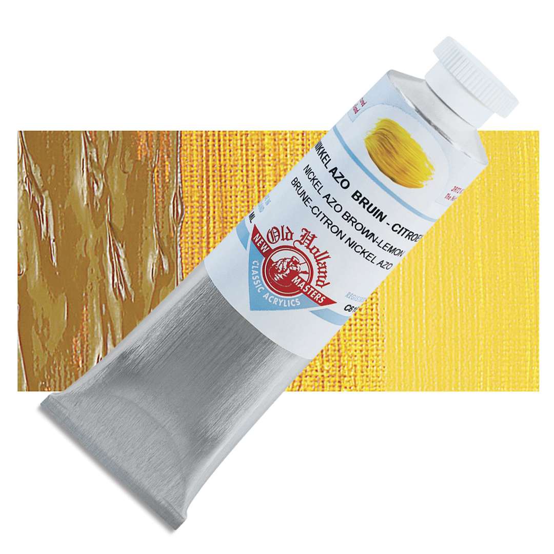 Open in modal - Old Holland New Masters Classic Acrylic Paint - Nickel Azo Brown Lemon and swatch