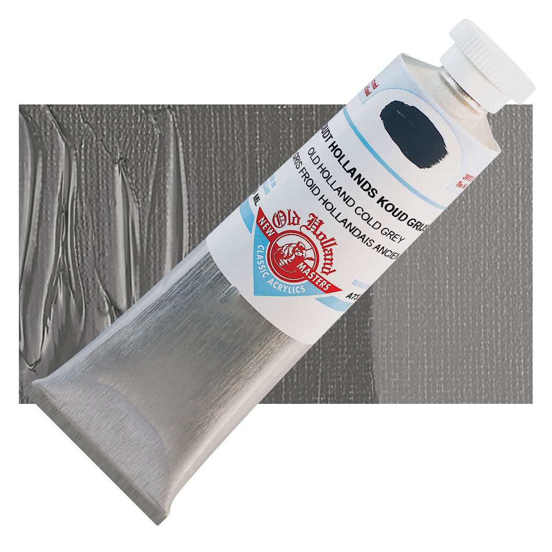 Open in modal - Old Holland New Masters Classic Acrylic Paint - Old Holland Cold Grey, 60 tube and swatch