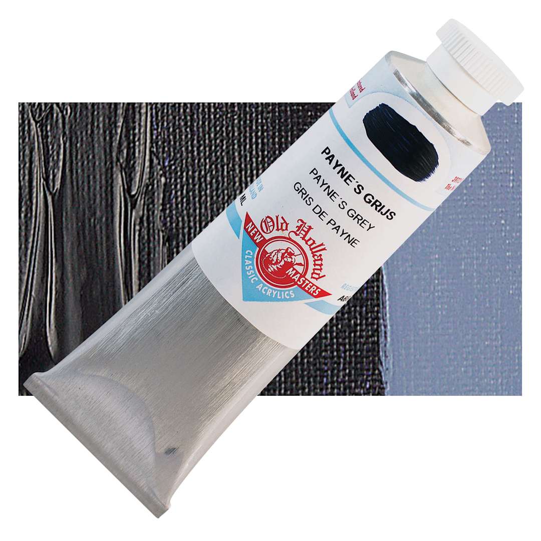 Open in modal - Old Holland New Masters Classic Acrylic Paint - Payne's Grey, 60 ml tube and swatch