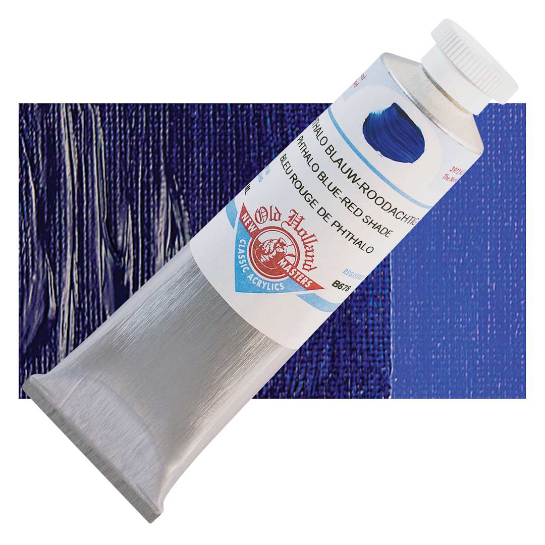 Open in modal - Old Holland New Masters Classic Acrylic Paint - Phthalo Blue Red Shade, 60 ml tube and swatch