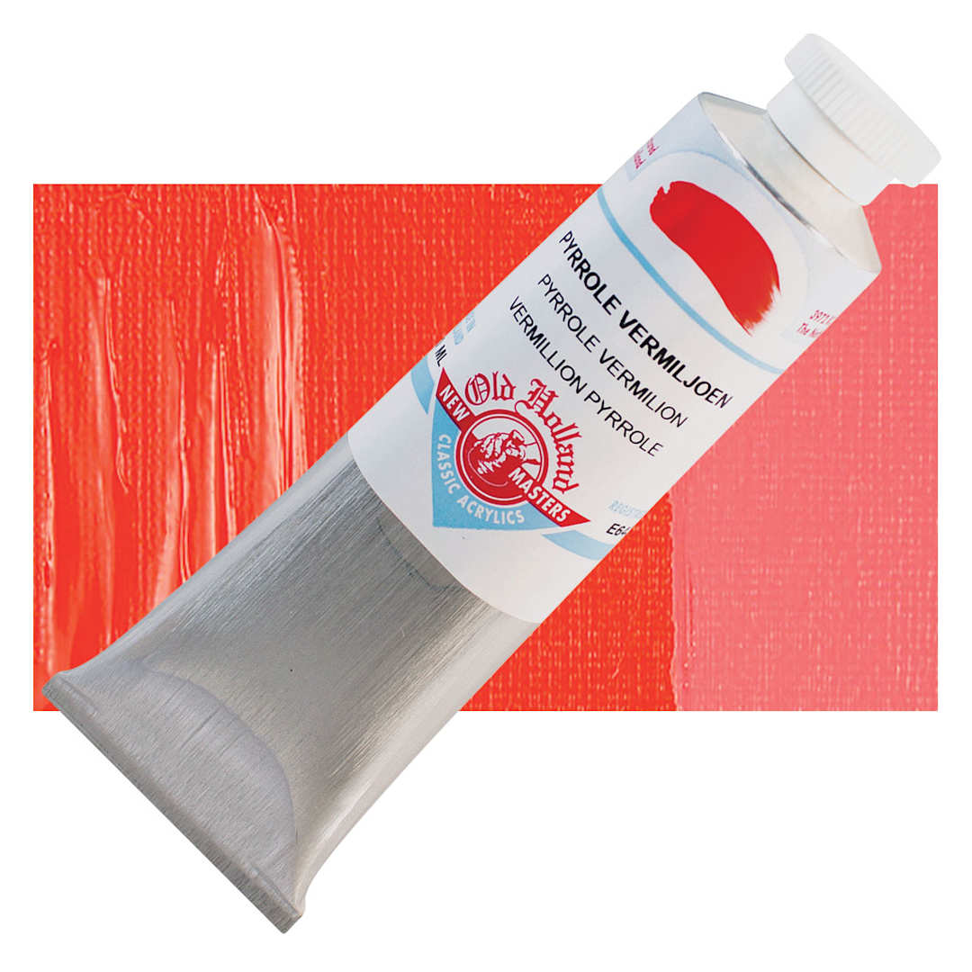 Open in modal - Old Holland New Masters Classic Acrylic Paint - Pyrrole Vermilion and swatch