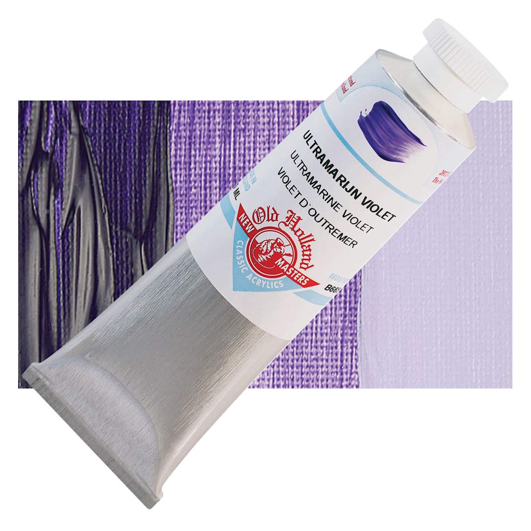 Open in modal - Old Holland New Masters Classic Acrylic Paint - Ultramarine Violet, 60 ml tube and swatch