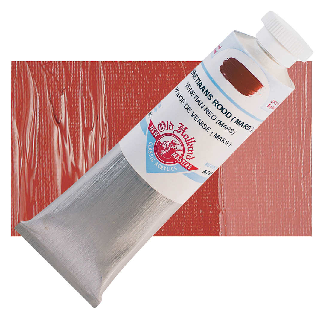 Open in modal - Old Holland New Masters Classic Acrylic Paint - Venetian Red Mars and swatch