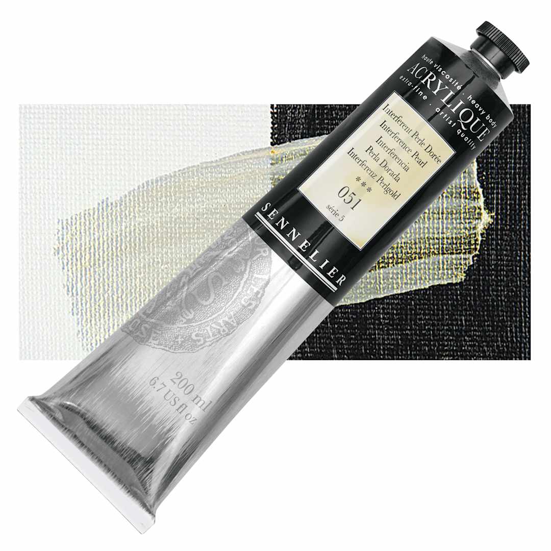 Open in modal - Sennelier Extra-Fine Artist Acrylique - Interference Pearl, 200 ml tube and swatch