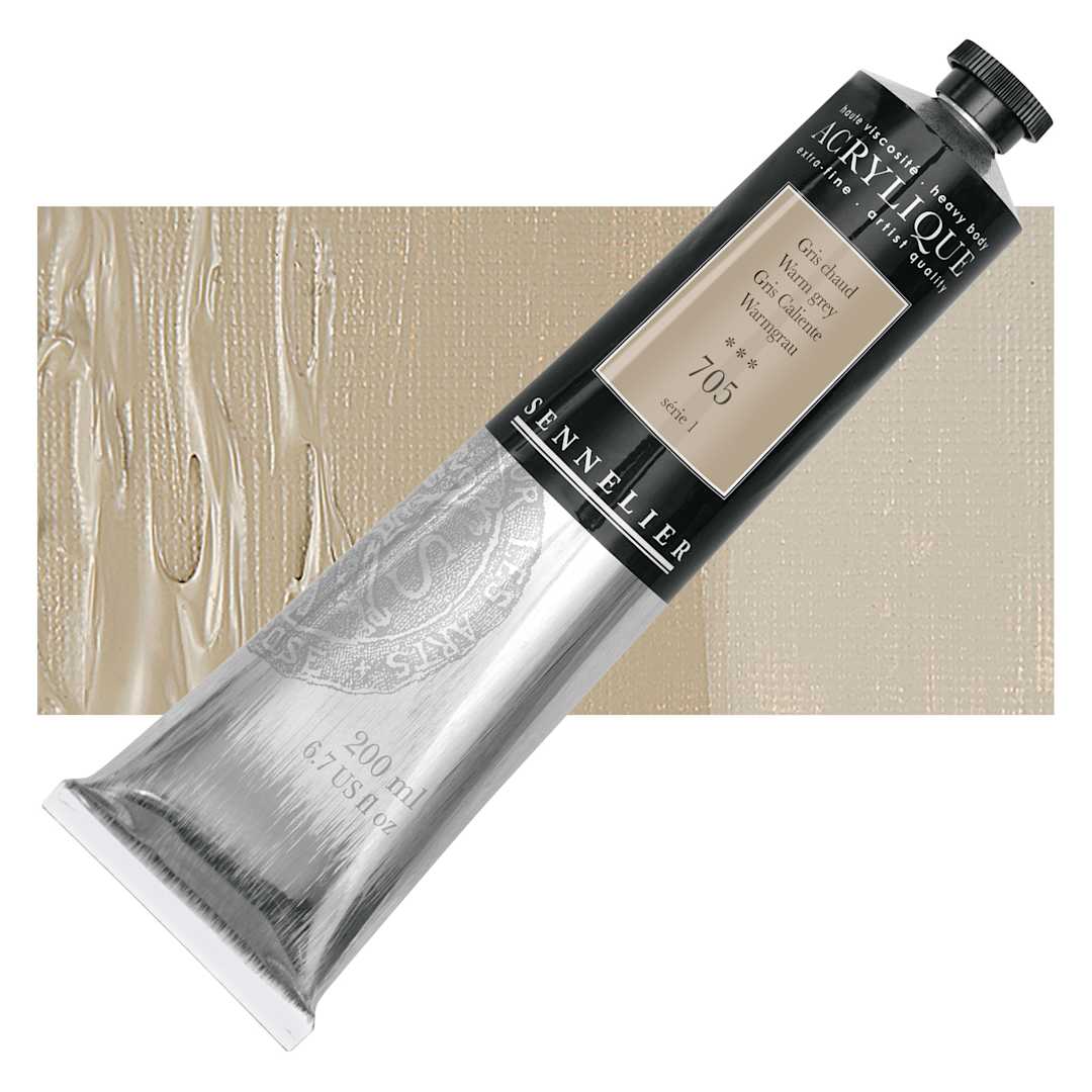 Open in modal - Sennelier Extra-Fine Artist Acrylique - Warm Gray, 200 ml tube and swatch