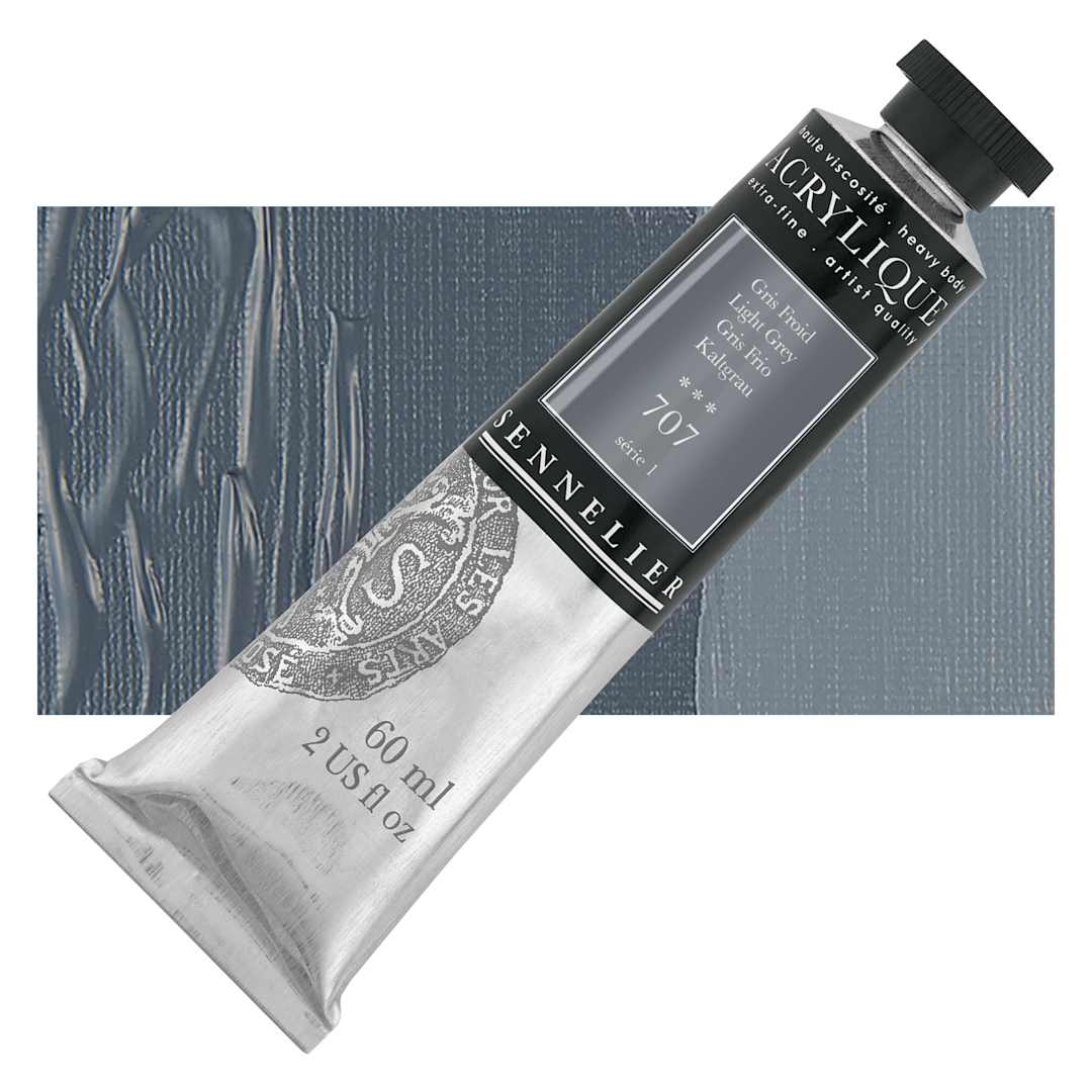 Open in modal - Sennelier Extra-Fine Artist Acrylique - Light Gray, 60 ml tube and swatch