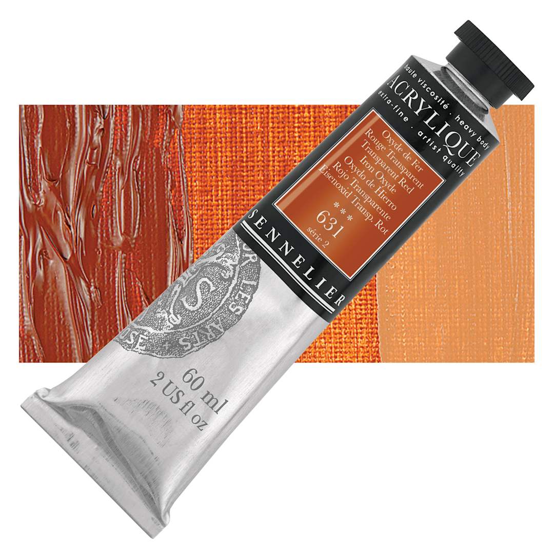 Open in modal - Sennelier Extra-Fine Artist Acrylique - Transparent Red Iron Oxyde, 60 ml tube and swatch