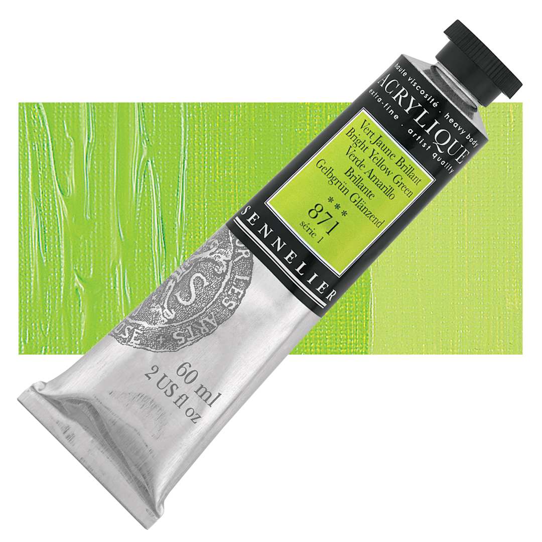 Open in modal - Sennelier Extra-Fine Artist Acrylique - Bright Yellow Green, 60 ml tube and swatch