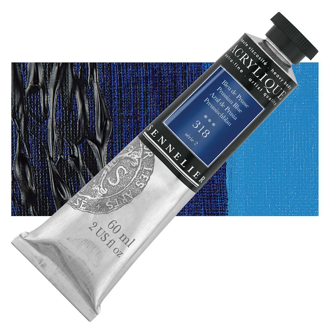 Open in modal - Sennelier Extra-Fine Artist Acrylique - Prussian Blue, 60 ml tube and swatch