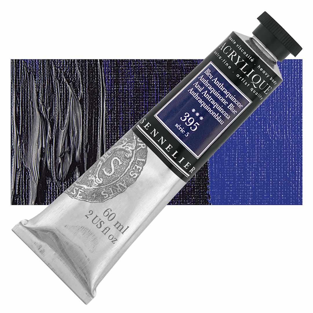 Open in modal - Sennelier Extra-Fine Artist Acrylique - Anthraquinone Blue, 60 ml tube and swatch
