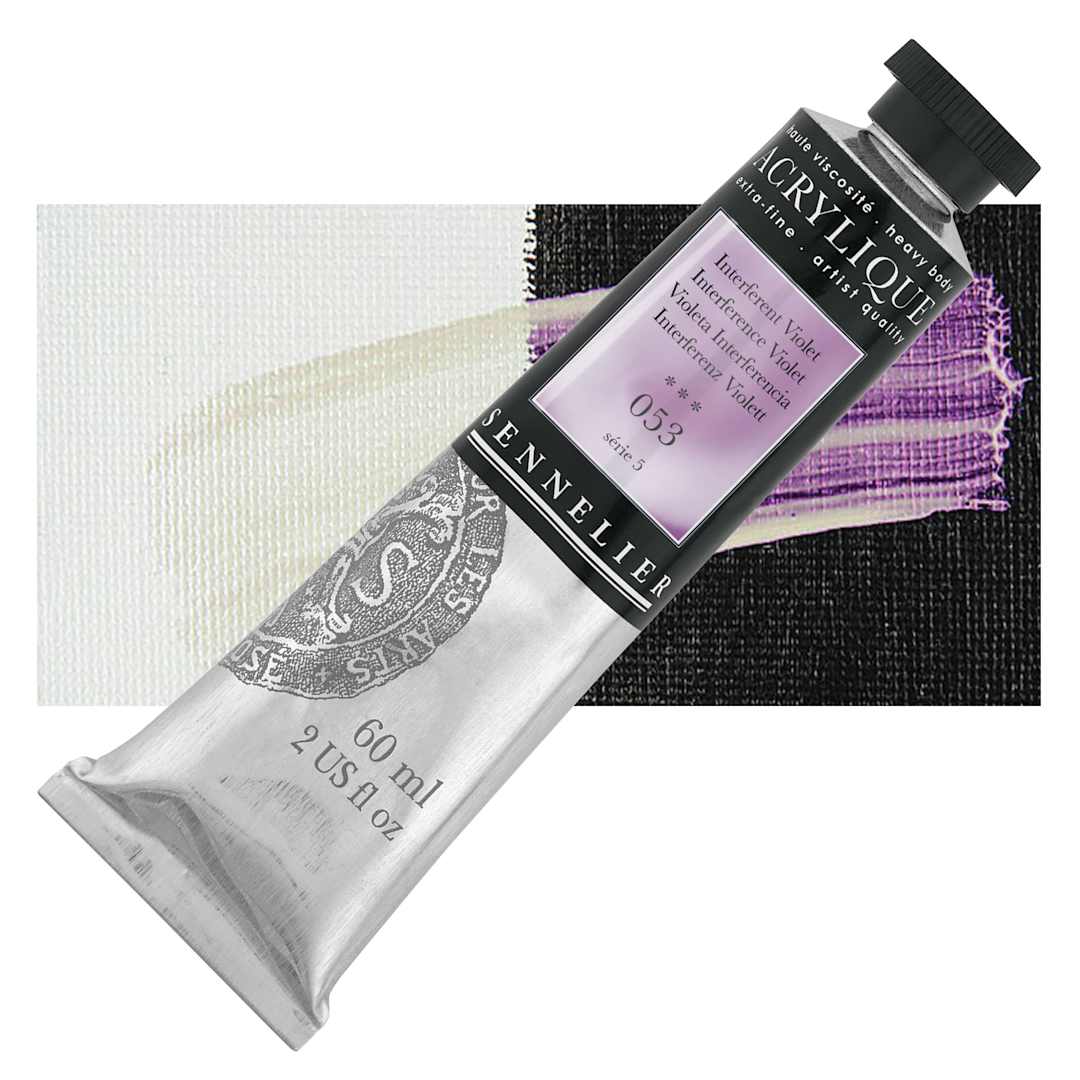 Open in modal - Sennelier Extra-Fine Artist Acrylique - Interference Violet, 60 ml tube and swatch